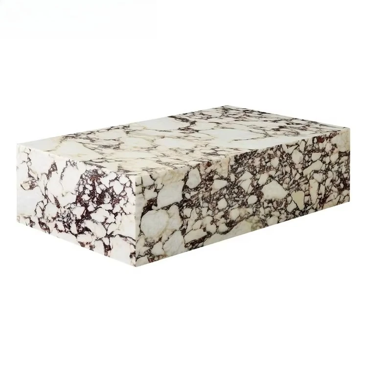 

Luxury Italian White Marble Low-Base/plinths/pedestal Coffee Table Modern Home Set for Living Room Furniture