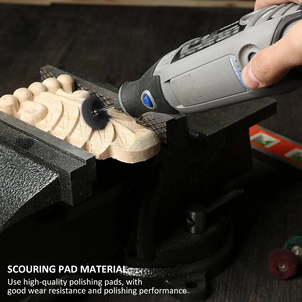 50 Buah Bantalan Penggosok Sikat Abrasif Bor Mini Roda Pemoles Pengilap dengan Kepala Pengilap Batang 3Mm Aksesori Alat Putar