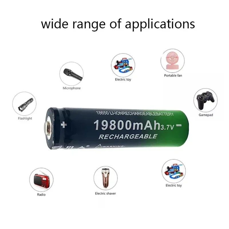 

18650 3.7V 19800mAh Battery Rechargeable Li-Ion Battery with Charger for Led Flashlight Batery Litio Battery+ Charger