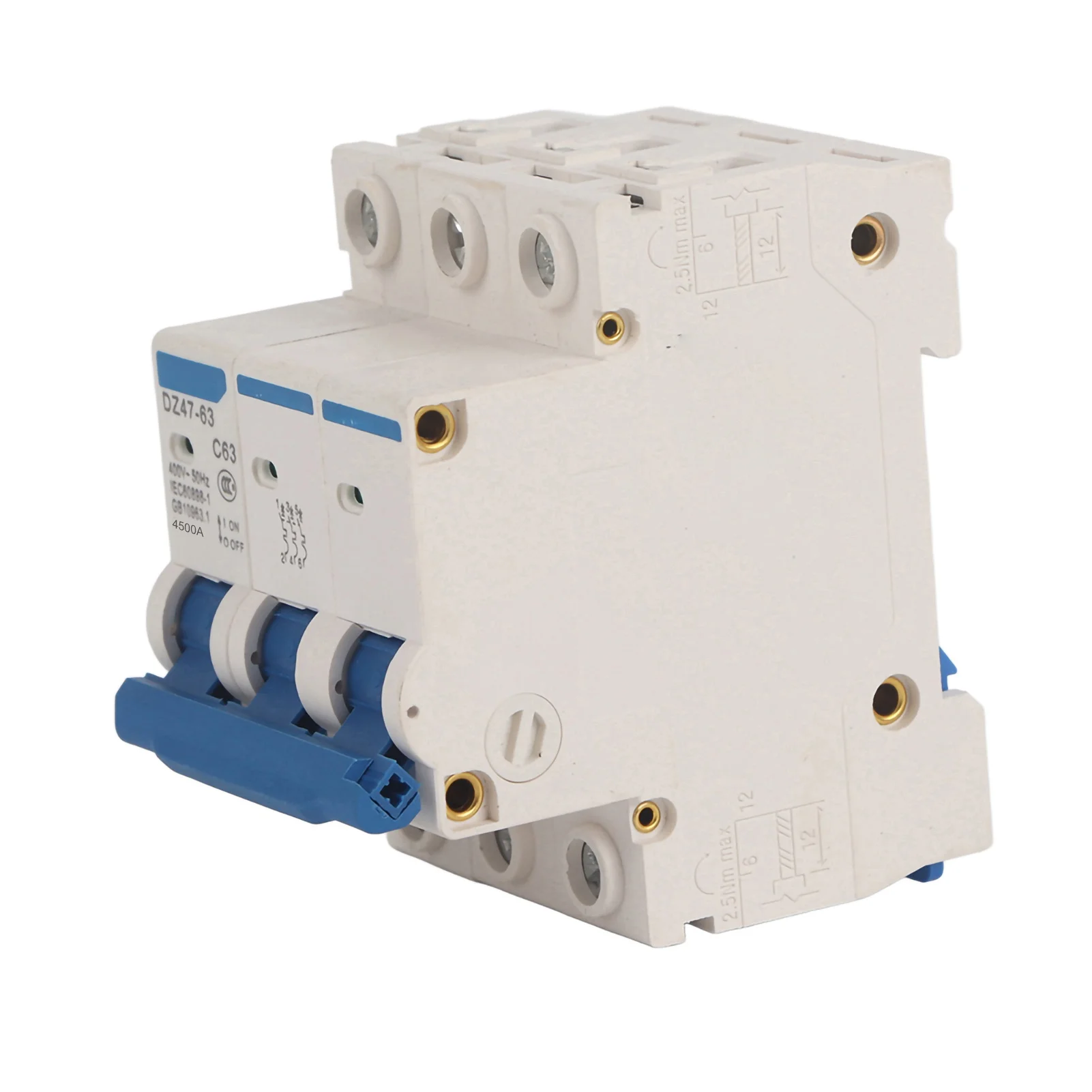 DZ47‑63 3Pole 63A RCCB Residual Current Circuit Breaker 220/380V