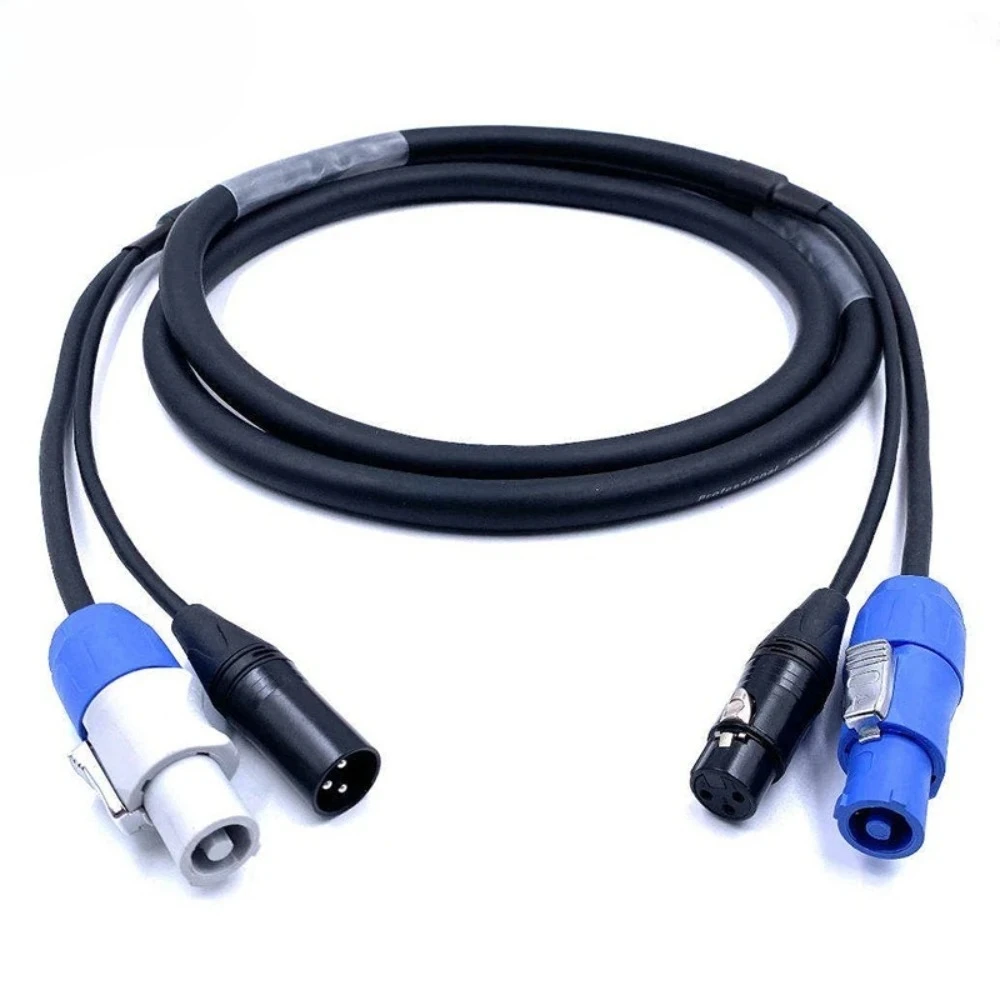 Powercon 3-Pin XLR Combo Cable Durable DMX512 Powercon Cable for Stage Lighting, LED Screens & Professional Event Setup