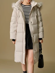 DUSHU 219.9G Filling Amount Plus Size Fur Collar Thickened Mid-length Down Jacket for Women 2024 Winter New Down Coat 24DS84045