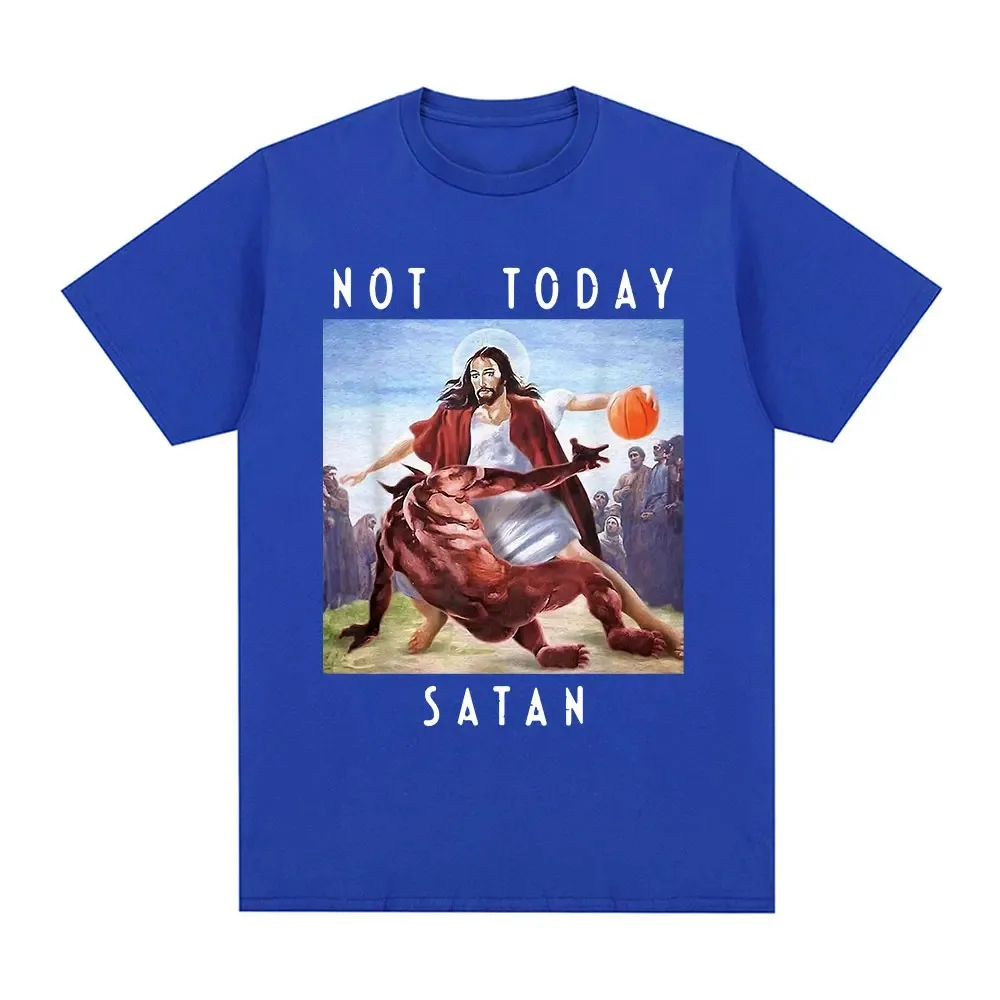 Not Today Satan Jesus Vs Satan In T Shirt Harajuku Casual T-shirt Men\'s Women\'s Fashion Cotton Oversized T Shirts Streetwear