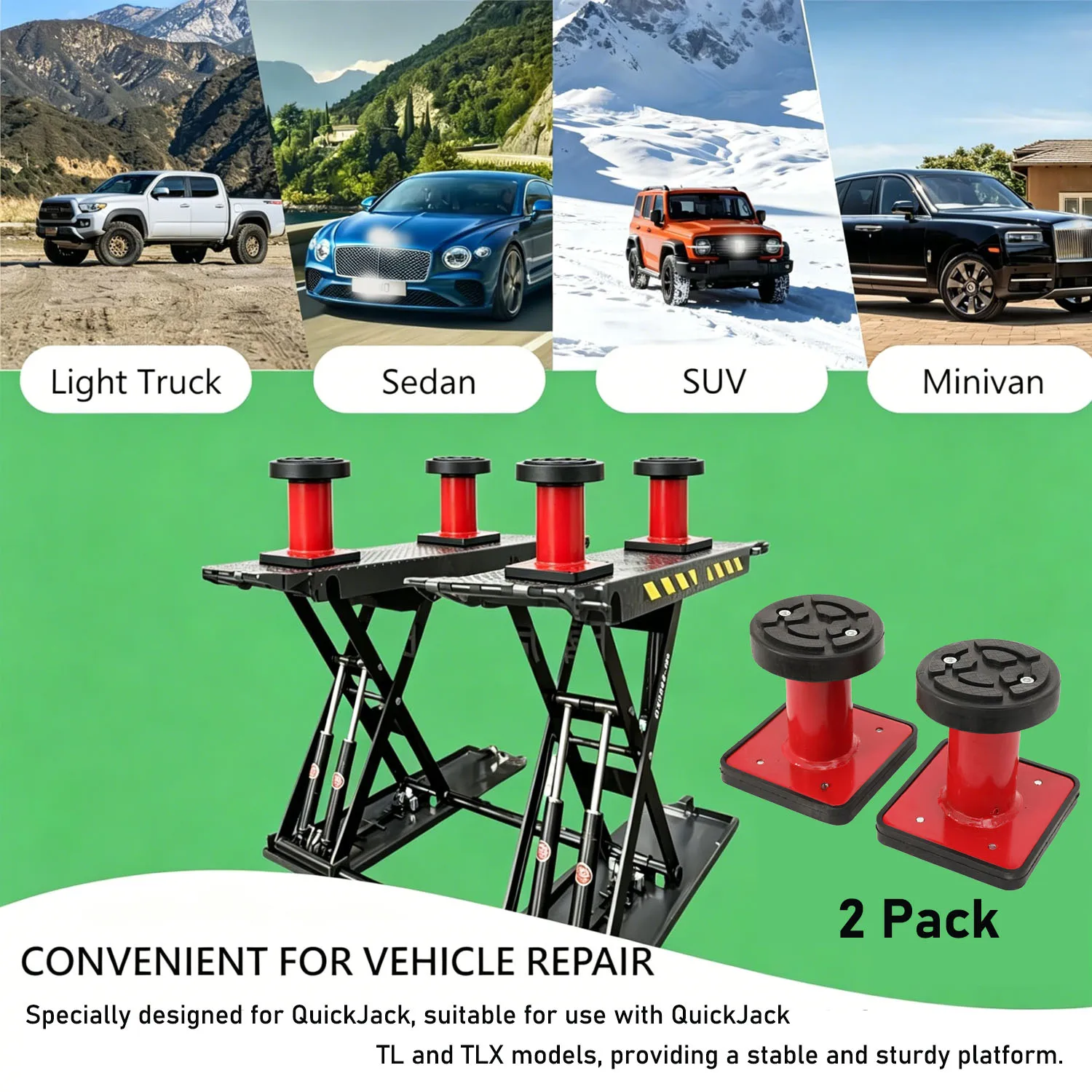 2er-Set universelle Anti-Rutsch-Gummi-Hebepads für Wagenheber, Scherenheber-Unterlage, verstellbare Ablage für SUV und leichte LKW, Adapter für Wagenheber, Stützräder und Hebebühnen