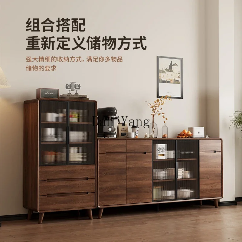 YJ all solid wood dining side cabinet integrated against the wall modern simple kitchen living room locker tea cabinet side