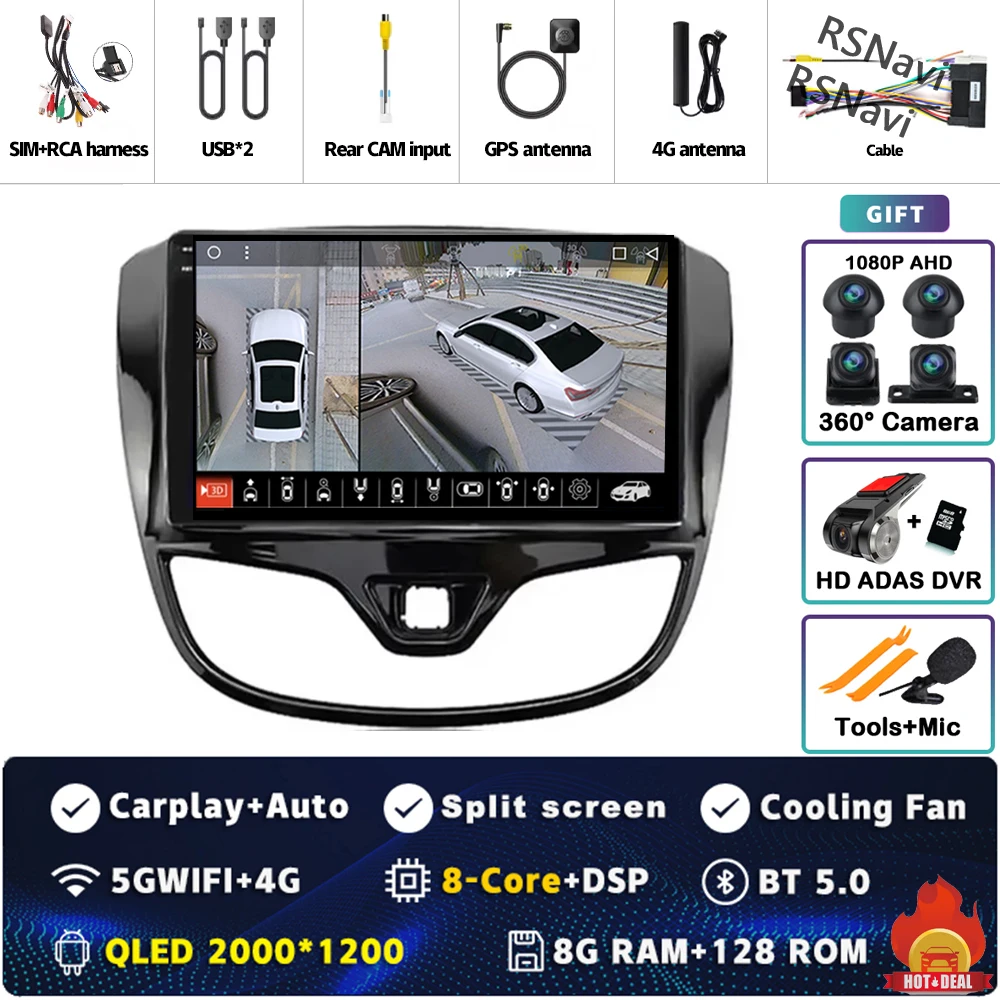 Android 15 Carplay Auto Qualcomm 2K QLED Scherm Autoradio Speler Voor Opel Karl Vinfast Fadil 2017-2020 GPS multimedia Wifi DSP