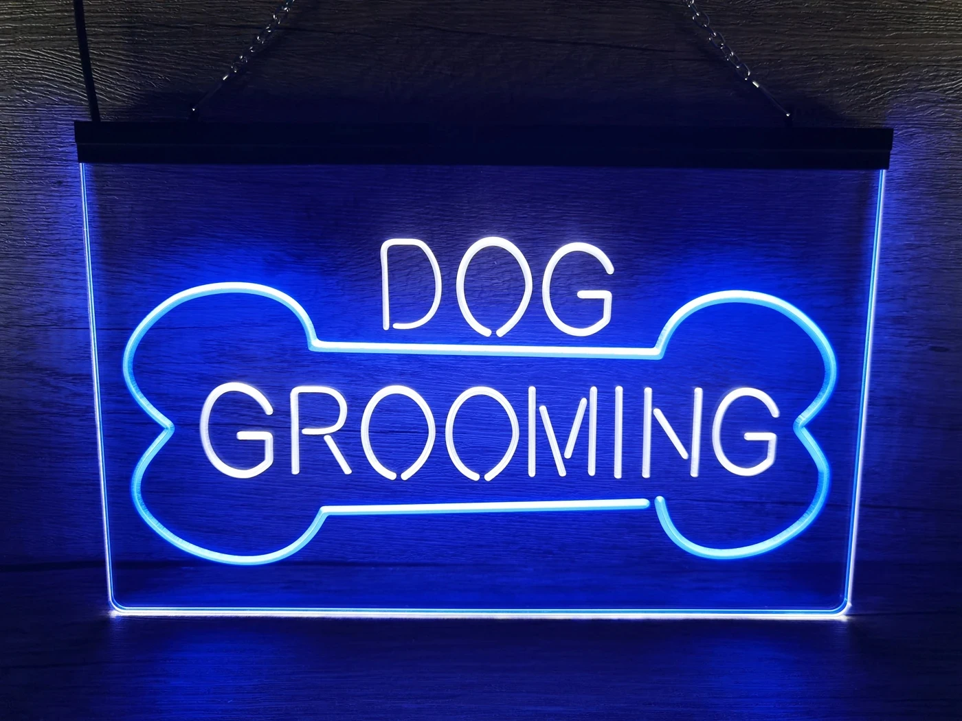 Dog Grooming Bone Lover LED Neon Sign 2 Color Display-3D Carving Wall Art for Storefront Window Glass Shop