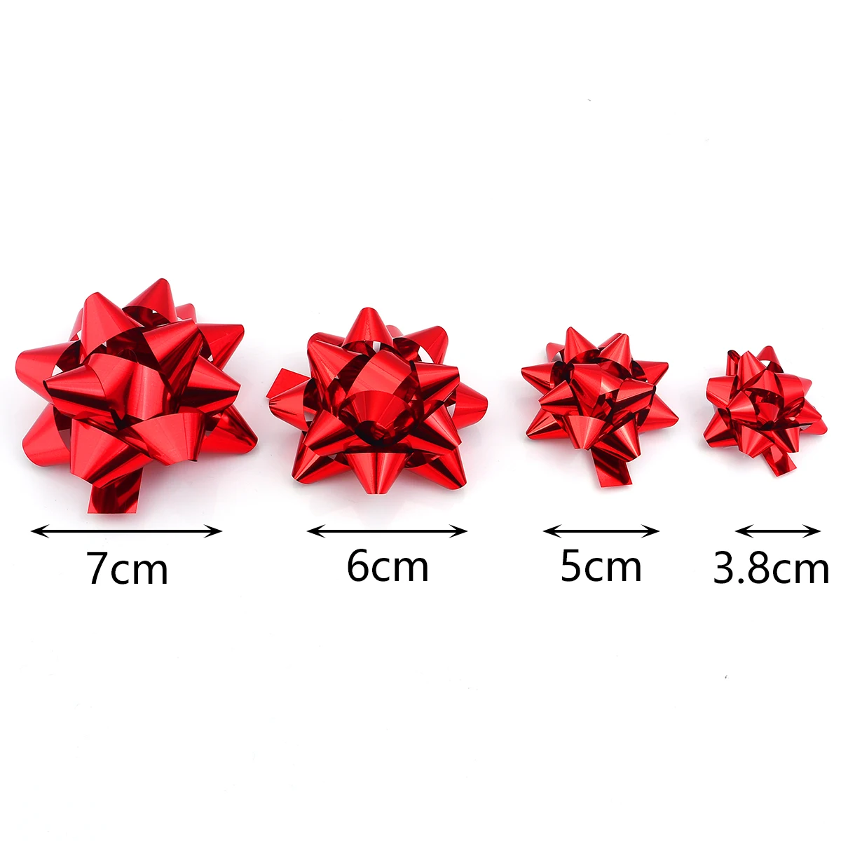 3.8/5/6/7cm Colorful 3D Star Flower Decorations DIY Self-Adhesive Ribbon Bows Paper Gift Wrapping For Festive Christmas Wedding