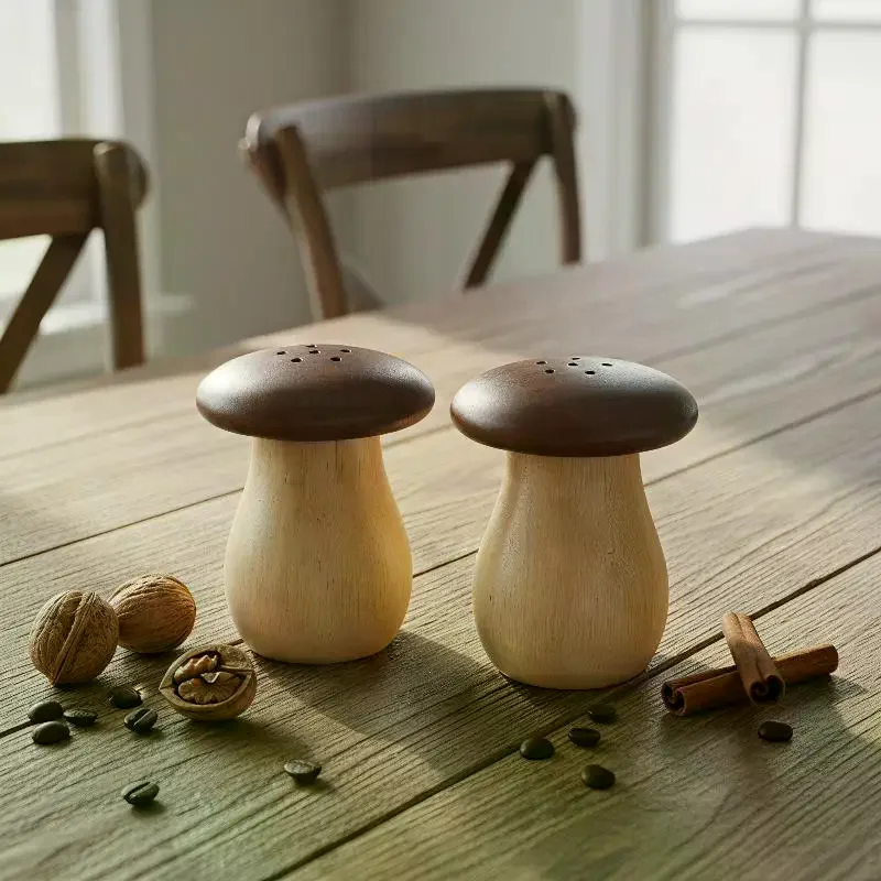 Cute Mushroom Shaped Oak Toothpick Holder: Durable Convenient Household Lid Organizer