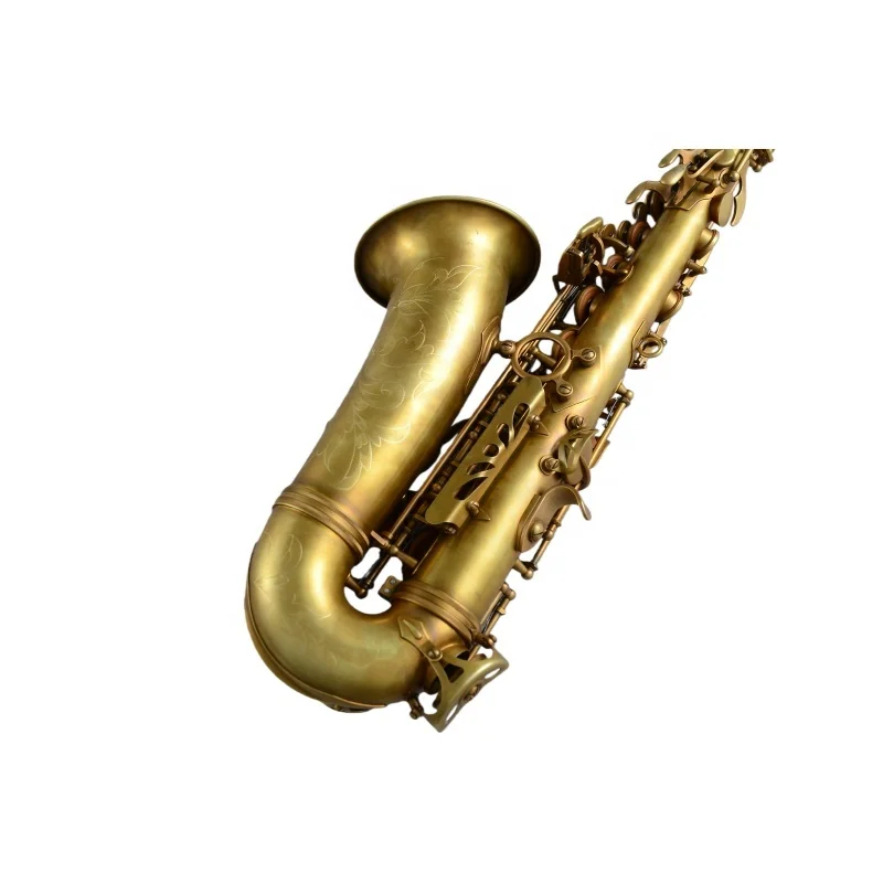 Professional Vintage Satin Brass Unlacquered Alto Saxophone for Musicians and Concert