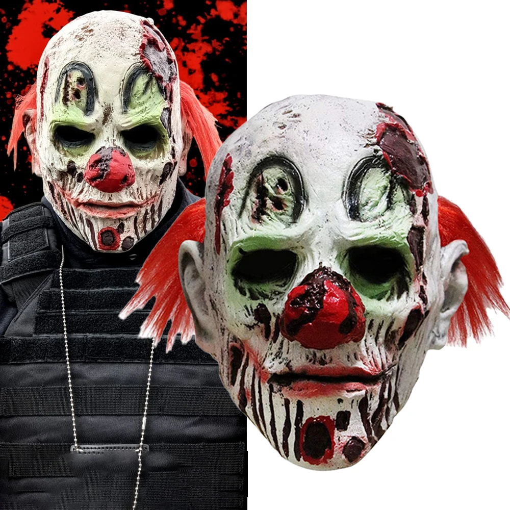 

Horror Zombie Skull Clown Mask Cosplay Bloody Devil Joker Killer Latex Helmet Halloween Carnival Purim Party Costume Props