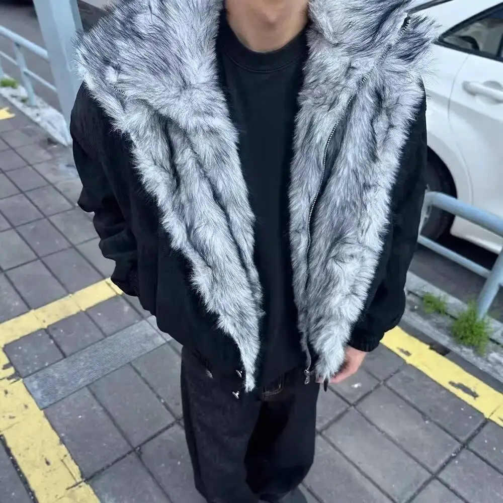 Men's Winter Thickened Fleece Lined Hooded Cotton Jacket Couple's Matching Outerwear Casual Comfortable Zipper Closure Coat