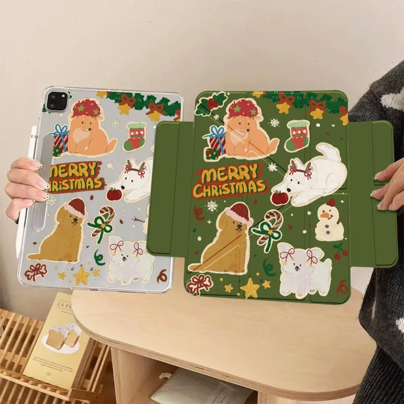Perro de Navidad nueva Funda de placa plana de succión magnética para IPad Air 5 4 10,9 fundas 2020 Pro 11 IPad Funda de 10. a generación 2022