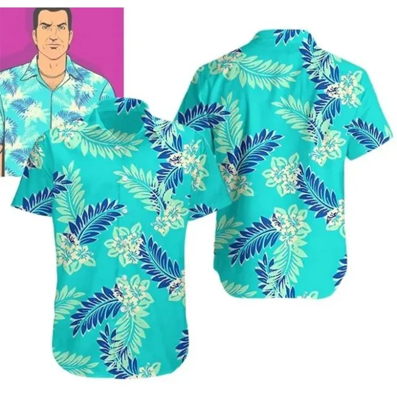 New GTA Vice City 3D Print Hawaiian Beach Shirts Men Women Casual Fashion Streetwear Short Sleeve Shirt Tops Blouse Man Clothing