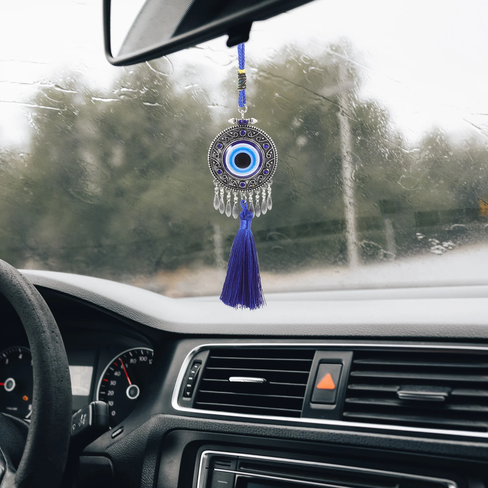 

Eye Hanging Decor Blue Tassel Turkish Evil Eye Car Hanging Ornament For Car Mirror Wall Window Door Decoration