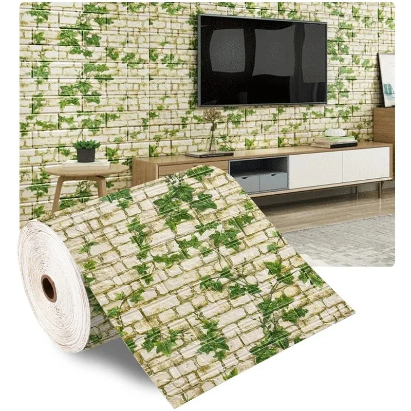 70 cm x 10 m zelfklevend behang decoratie antiek schuim baksteen behang woonkamer slaapkamer waterdichte 3D muursticker