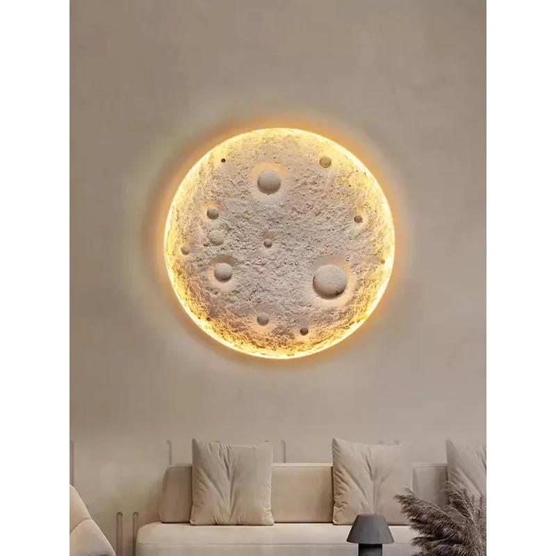 Moonlight Gypsum Wall Lamp - Frameless Intelligent Dimming Relief Background Wall Lamp For Living Room - Pre-Installed Wall Lamp