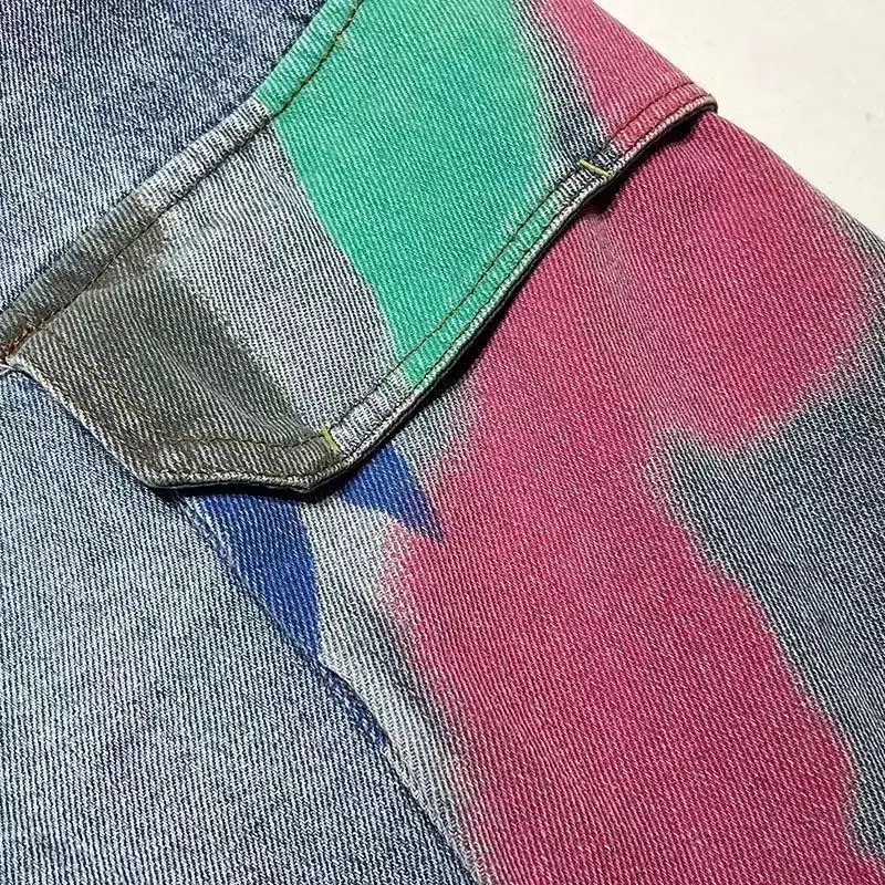 Pantalones cortos de mezclilla para hombre con bolsillos, pantalones vaqueros cortos de Hip Hop multicolores para hombre, moda coreana de verano