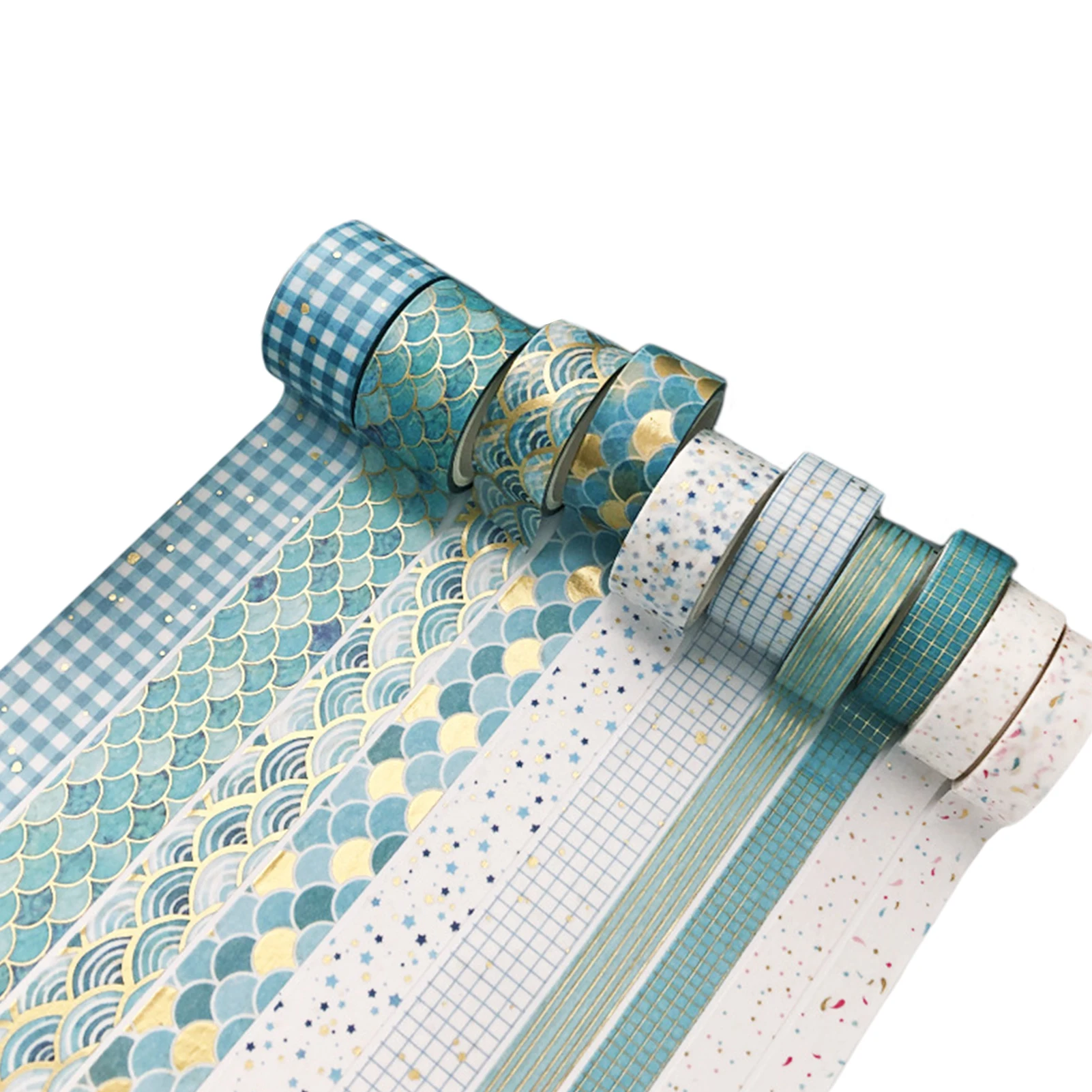 10 ม้วนเครื่องเขียนหลายรูปแบบห่อ Hot Stamping Washi เทปชุดเด็กผู้ใหญ่ DIY Craft สติกเกอร์สําหรับสมุดภาพของขวัญ