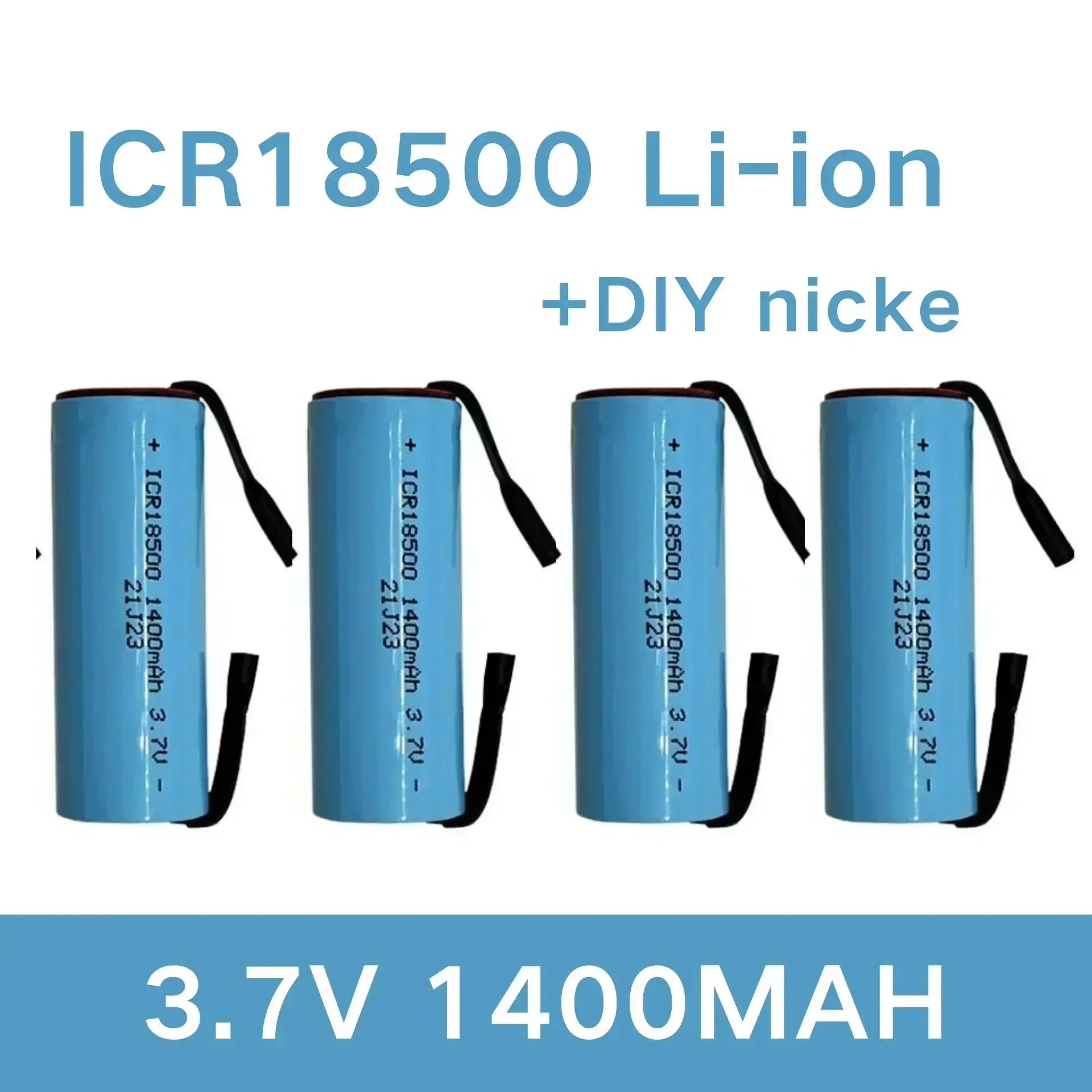 

Batterie Li-Ion Rechargeable 18500, 3.7V 1400mAh, légère et de grande capacité, + feuille de Nickel à faire soi-même