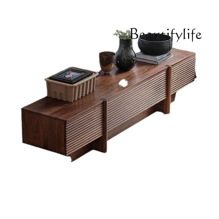 خزانة تلفزيون من خشب الجوز الأسود في أمريكا الشمال، خزانة صوتية وبصرية، خزانة أرضية لغرفة المعيشة، خشب الكرز، خزانة من الخشب الصلب بالكامل #5