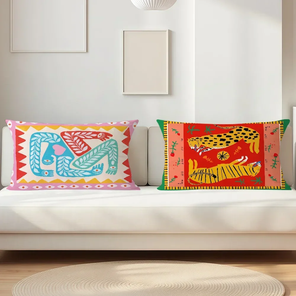 Egypt Colorful Abstract Tiger And Leopard Pillow Case Suitable For Decorating Homes Bedrooms Children Room Sofas Other Places