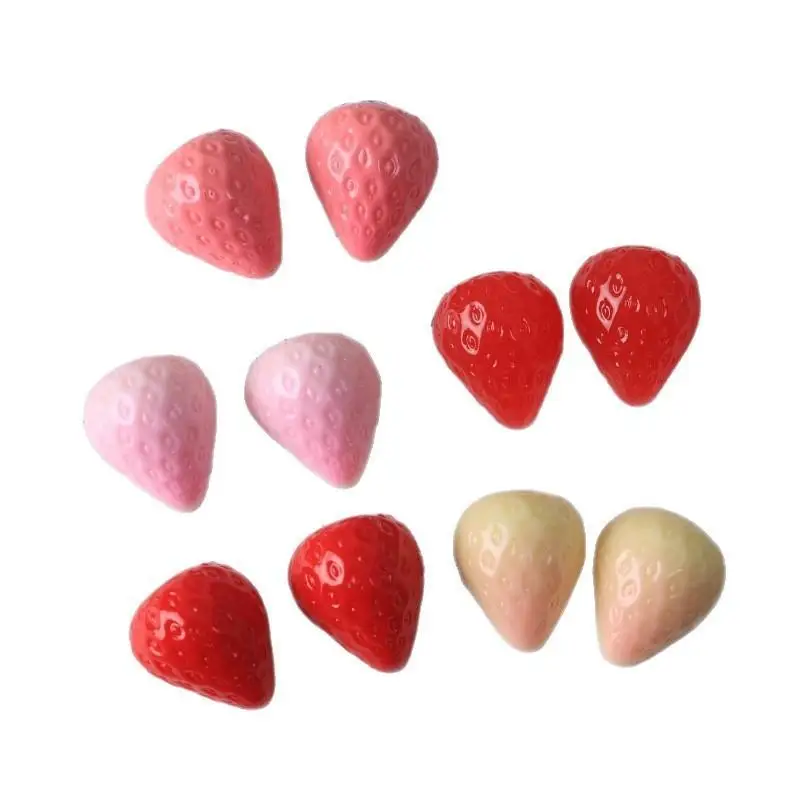 10pcs Simulation Miniature Strawberry Resin Craft Accessories Handmade 3D Strawberry Decorative Figurine