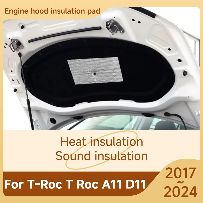 

Front Hood Engine Sound Pad For Volkswagen T-Roc VW T Roc A11 D11 2017~2024 2018 Cotton Mat Fireproof Cover Sound Car Accessorie