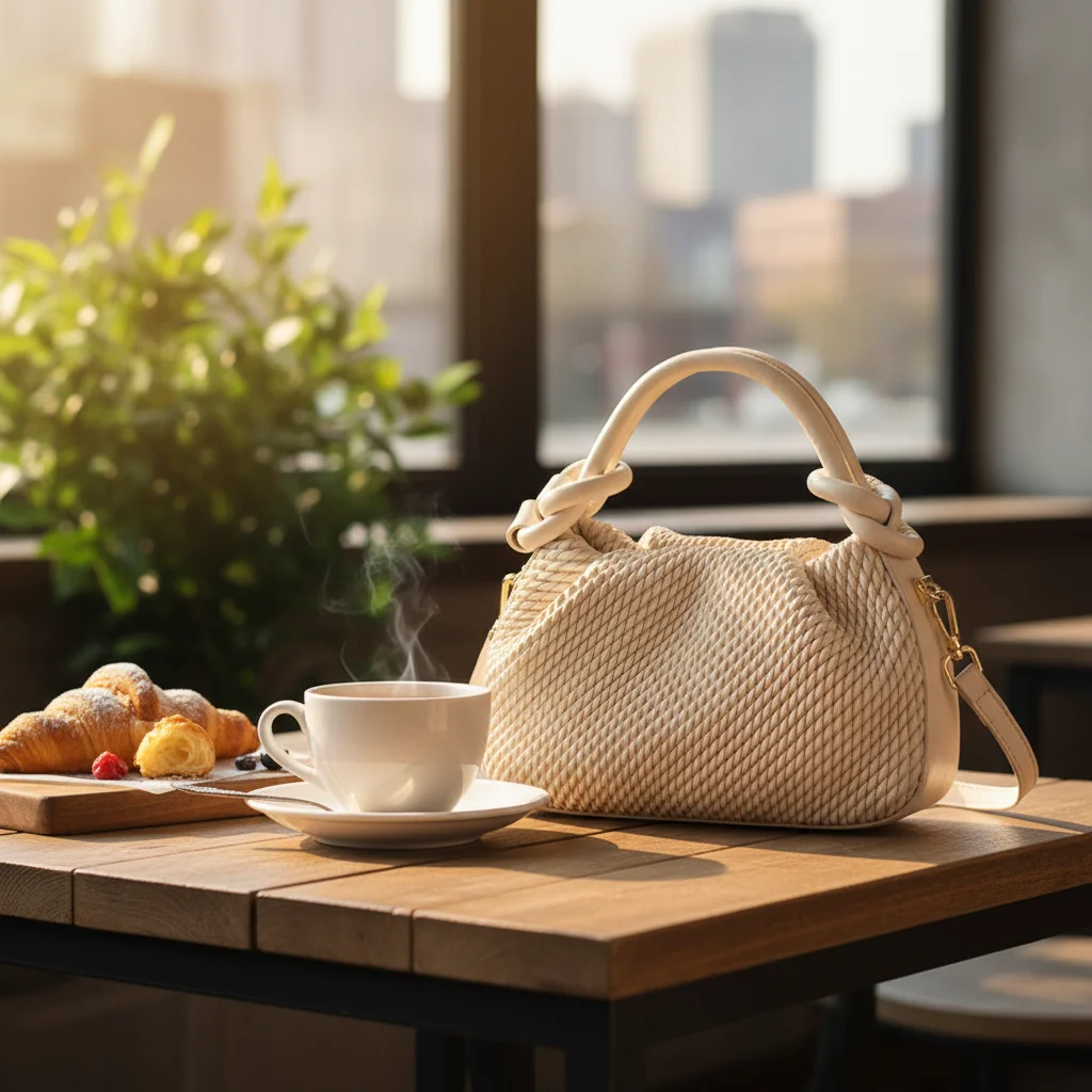 

Women's Striped Handbag With Pleated Design Small Square Bag Lightweight And Stylish For Daily Use