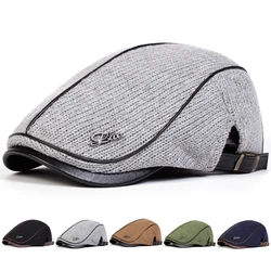 Men Letter Label Knitting Newsboy Caps British Painters Hats Spring and Autumn Adjustable Flat Cap Hip Hop Berets Peaked Cap