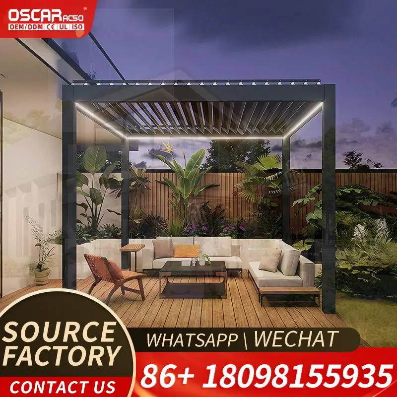 3 X 4M Modern Waterproof Bioclimatic Gazebo Pergola Roof Kits Outdoor Aluminum Structure for Garden Patio Backyard pergola