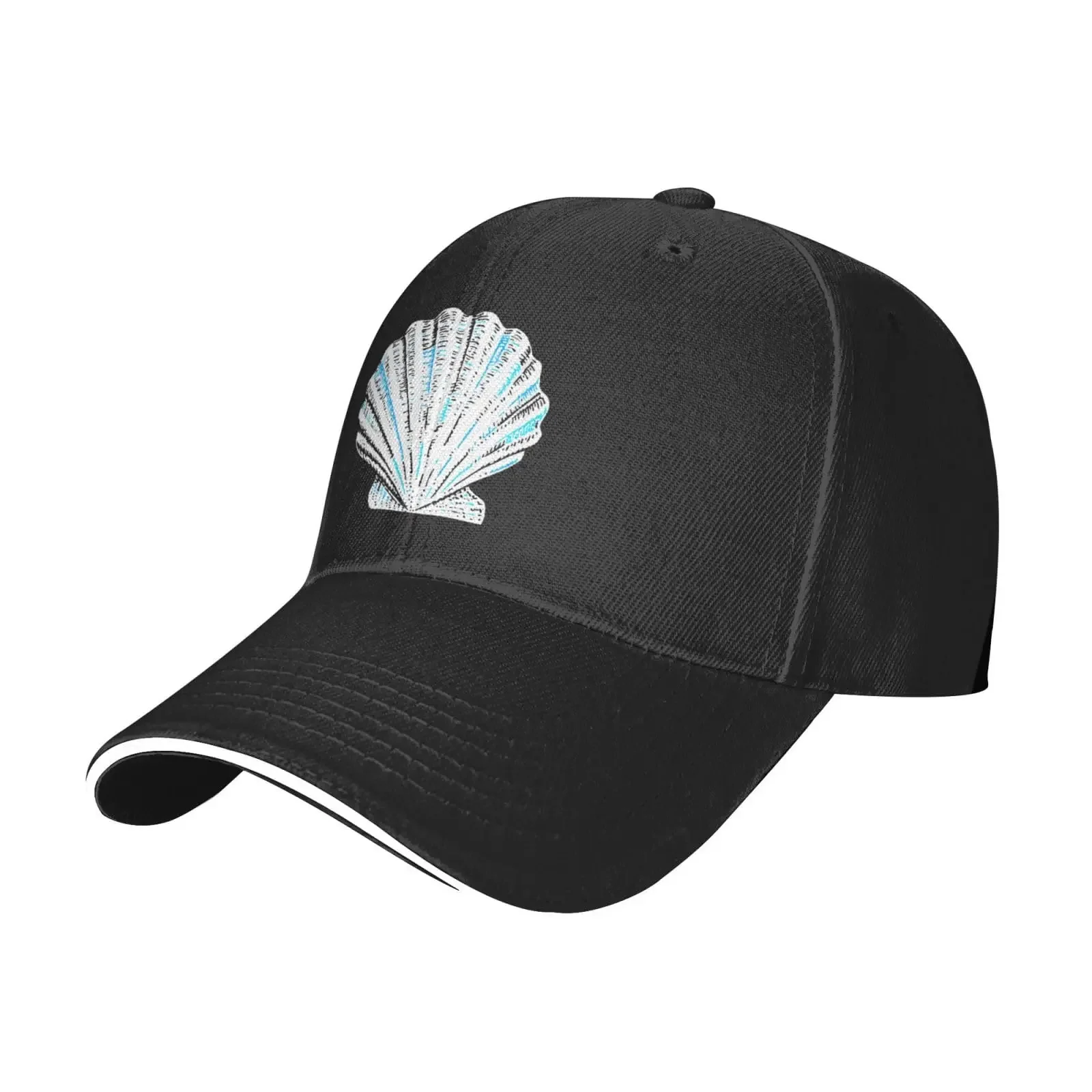 -Seashell-Trucker-Hat, Baseball Cap Snapback Dad Hat for Men Women Black