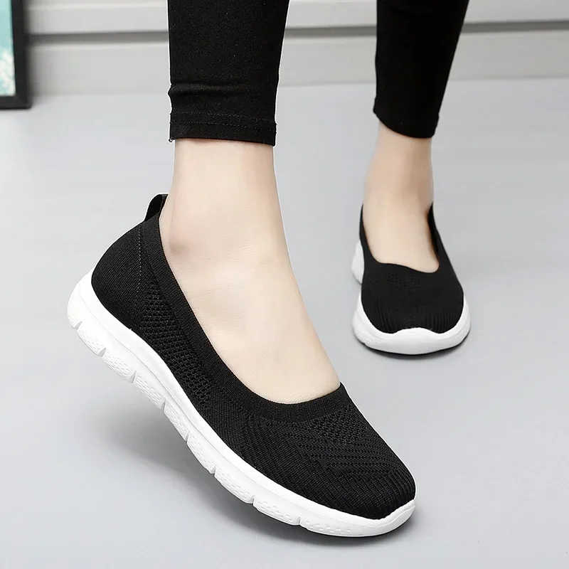 Women Sneakers Fashion Light Slip-On Socks Shoes Casual Flat Loafers 2024 Summer Breathable Mesh Vulcanized Shoes Women Trainers