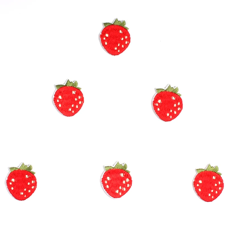 10pcs Cartoon Mini Strawberry Patch Cute Fruit Sticker DIY Kids Clothing Shoes Bags Appliqued Badge Sew On T Shirts Patches