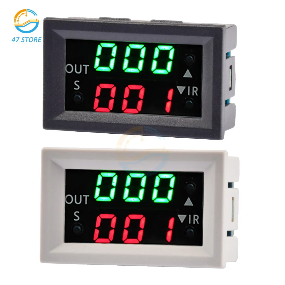 Dual Display Time Relay Module DC 12V Time Delay Relay Relay Timing Delay Cycle Time Control Switch 20A Passive Output