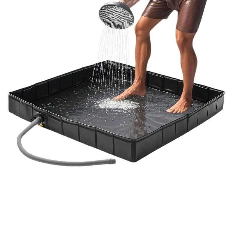 

Portable Shower Base RV Shower Pan With Drainage Hole Soft Basin Portable Flooring Camping Gear Easy Setup For Garden Patio