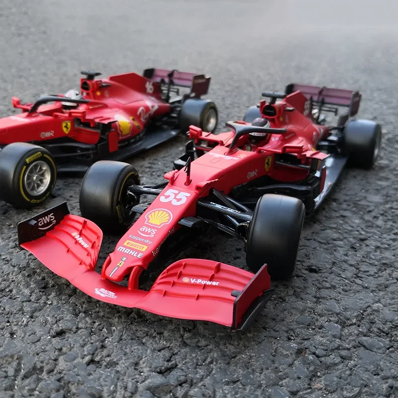 Bburago 1:18 Ferrari SF21 #16 #55 Alloy Racing Car Model Simulation Metal Toy Vehicles SuperCar Model Collection Children Gift