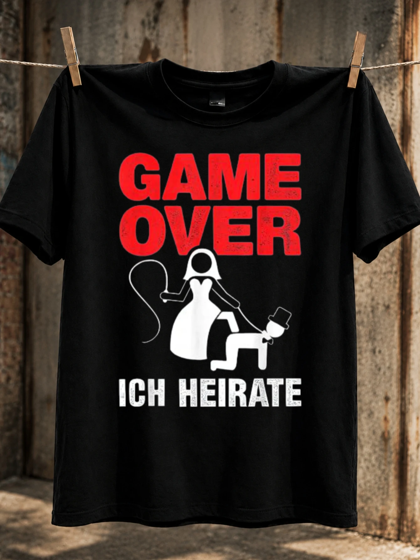 Game Over Ich Heirate red wedding proposal silhouette graphic bold bachelor countdown humor theme  Unisex All T-Shirt