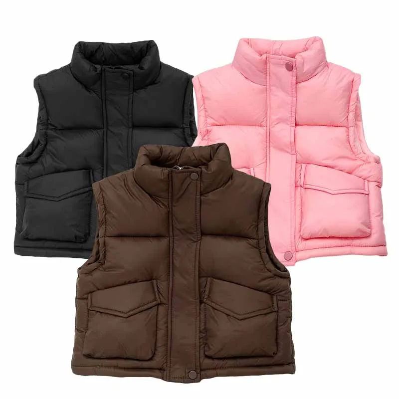 Boys Girls Warm Vest Autumn Kids Thin Down Cotton Waistcoat Jacket Winter Fashion Teenagers Windproof Coats 3-12 Years
