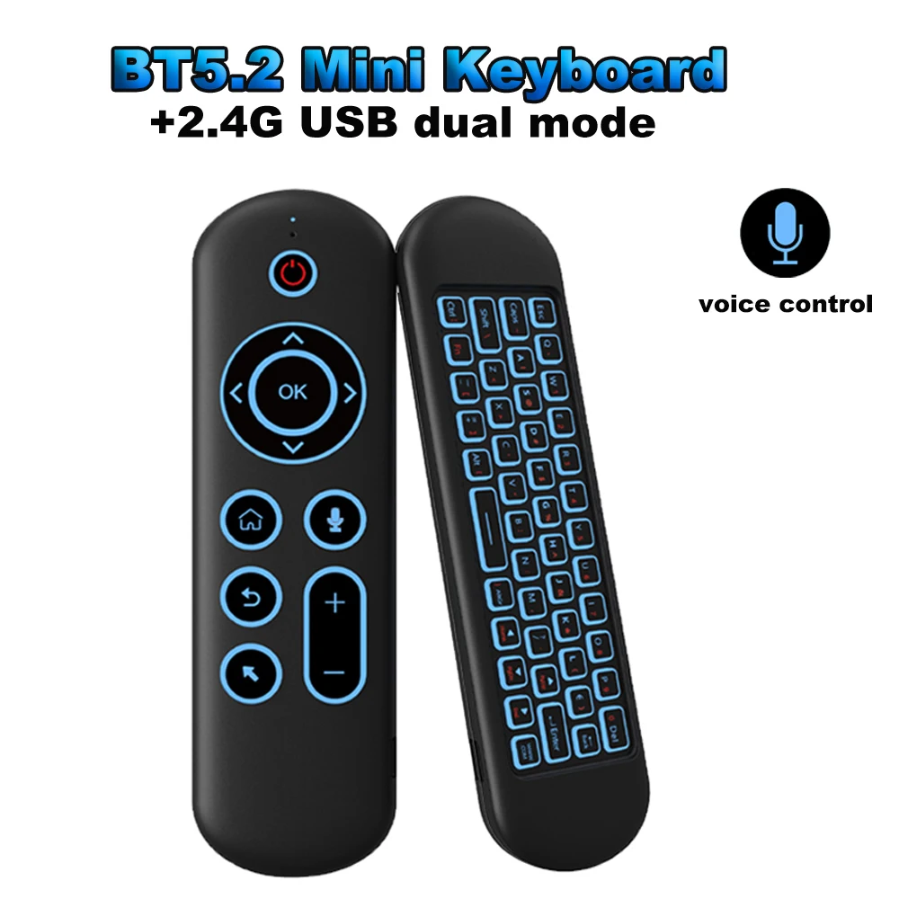 Mini Bluetooth 5.0 Keyboard 2.4G Wireless Air Mouse Backlight Voice Remote Control for Computer Laptop Android TV Box Smart TV