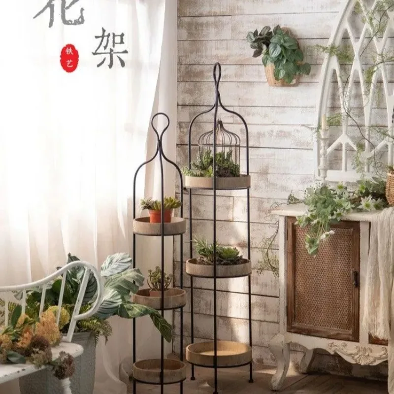 American multi-layer shelf living room floor-to-ceiling flower stand balcony succulent green dill