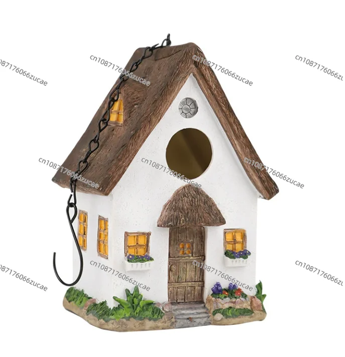 

Outdoor bird house resin creative ornament courtyard garden decoration parrot winter warmth small house pendant crafts