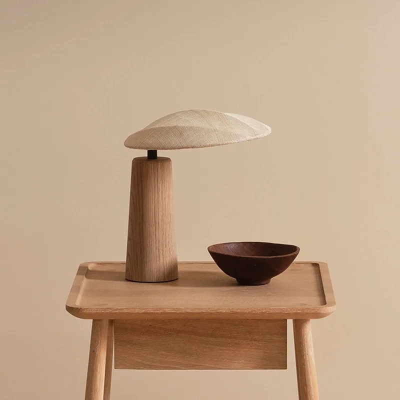 Wabi-Sabi Style Desk Lamp Simple Solid Wood Bedroom Study Table Light Japanese Original Wood Table