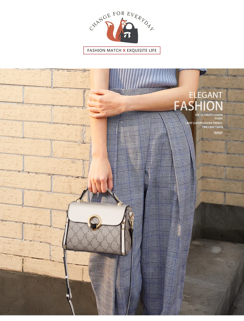 FOXER PVC-Leder Schulter-Crossbody-Taschen Vintage Signature Tote Bag Retro Mode Damenhandtasche Lässige Reisetasche für Frauen – Detail 3