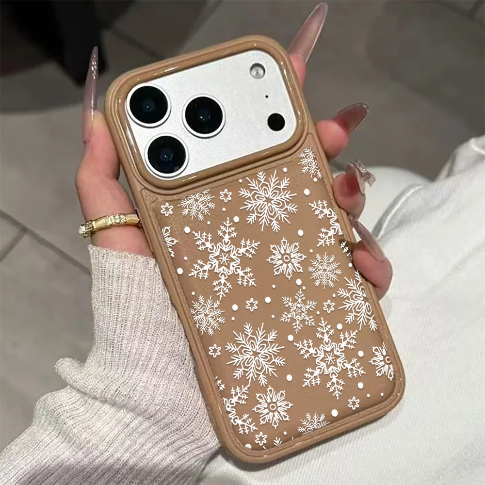 The Winter Sun Snowflake Phone Case For iphone 17 16 15 14 13 12 11 Pro Max Plus 17 Air Soft Leather Shockproof Back Phone Cover