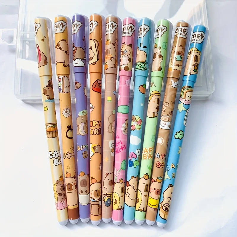 Capibala 10Pcs Gel Pen Cartoon Set Color Pen 0.5Mm Ten Colors Diy Hand Held Pen Students' Learning Office Stationery Gifts