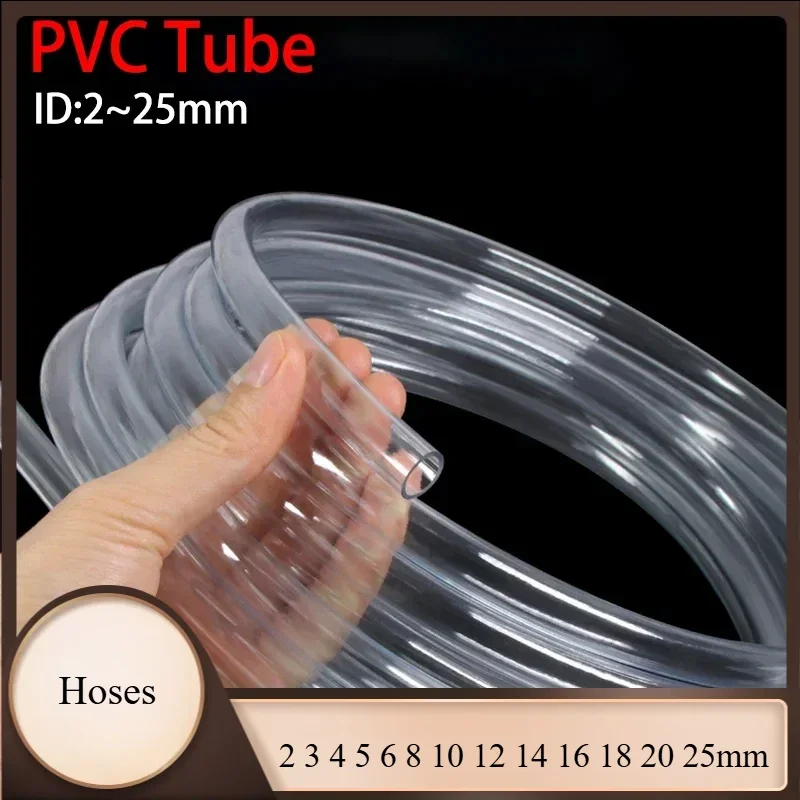 

Custom-Length Transparent PVC Hoses 1M/3M/5M Options Sizes 2-25mm ID Ideal for Water Pumps and Gardening