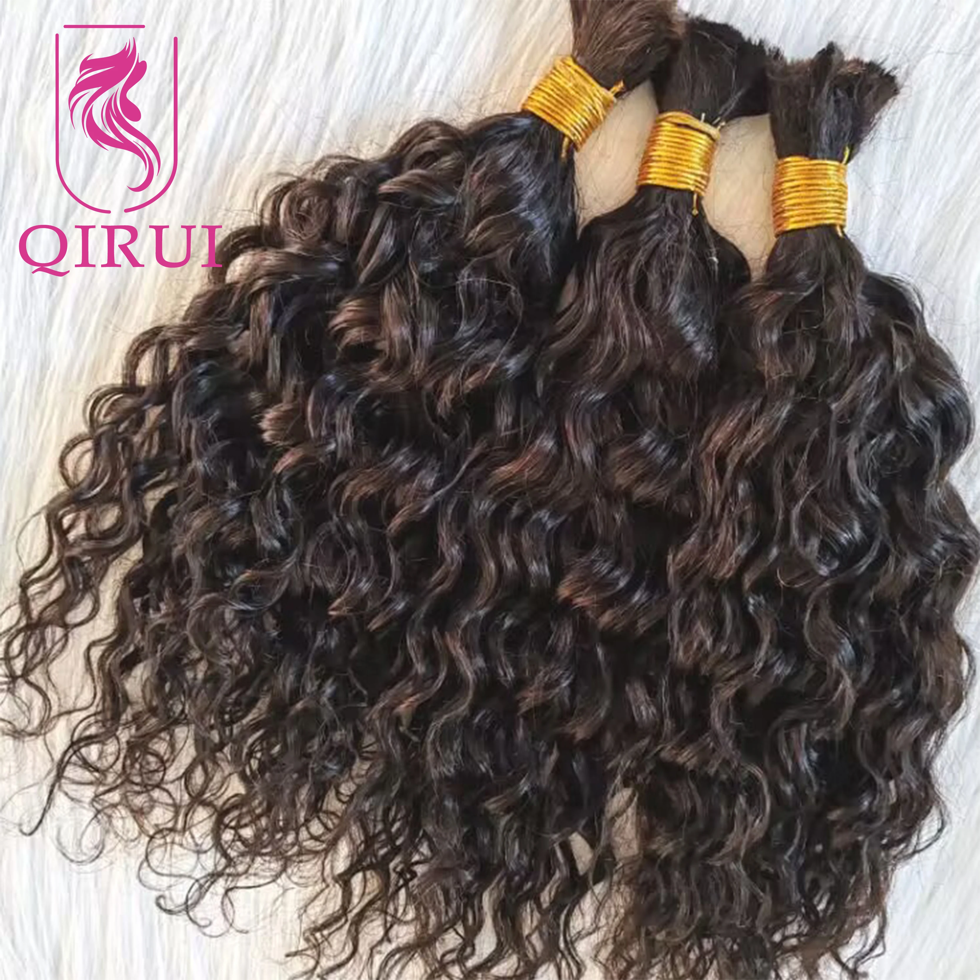 Loose Curly Bulk Hair Extensions for Boho Knotless Braiding Full end Brazilian Human Hair bulk Micro Braids double draw 100G