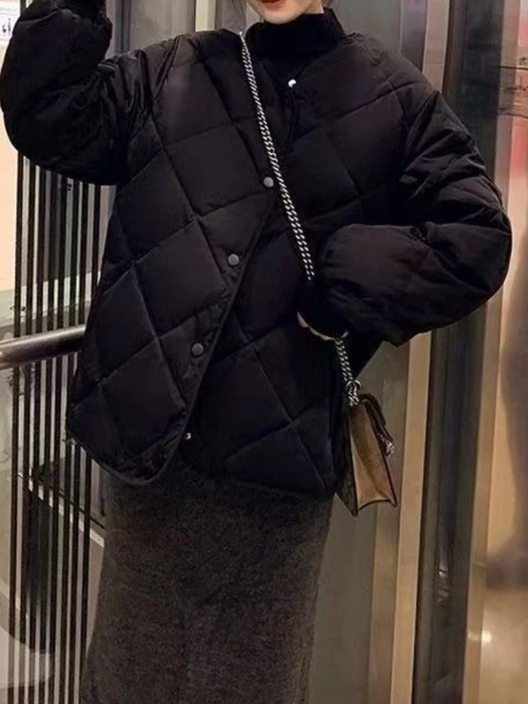 جديد في الشتاء أزياء سترة مبطنة بالقطن للنساء الخريف الكورية تنوعا خفيفة الوزن المعين منقوشة سترة مبطنة بالقطن