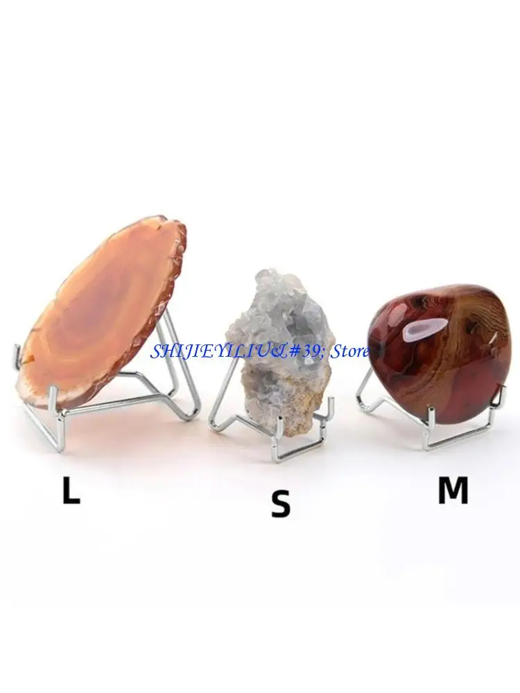 E21F Metal Arm Base Display Stand for Gemstone-Mineral Home-Decor Minerals Fossils Rock Geode Display Stand Ornament